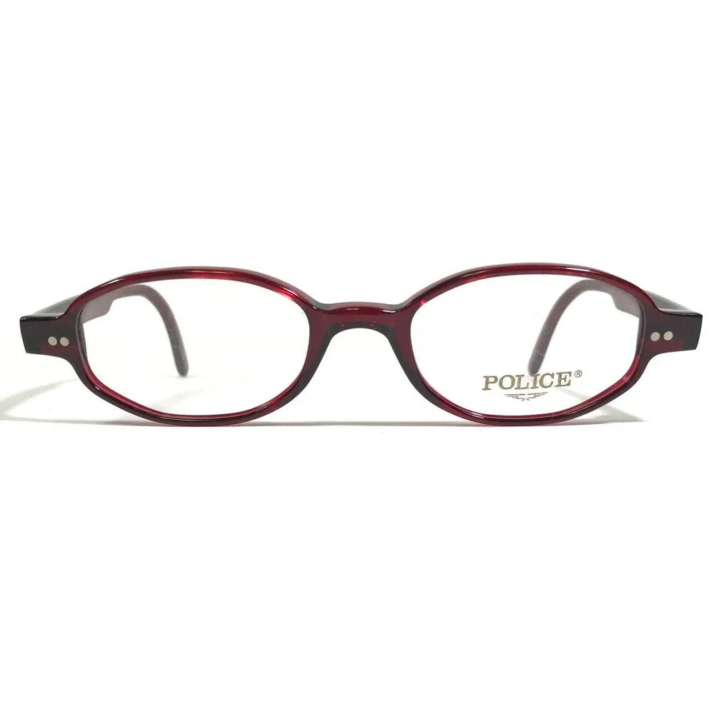 Police Eyeglasses Frames MOD.1234 COL. 848 Red Round Horn Rim Oval 46-20-125